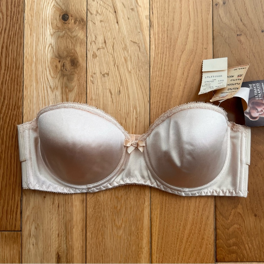 NWT Henson Kickernick Vintage Ultimate Strapless Bra Nude 36A Made in USA